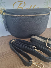 Load image into Gallery viewer, Black Medium Leather Bum Bag &amp; Extra Strap
