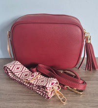 Load image into Gallery viewer, Red/wine Leather Tassel Bag &amp; FREE extra strap
