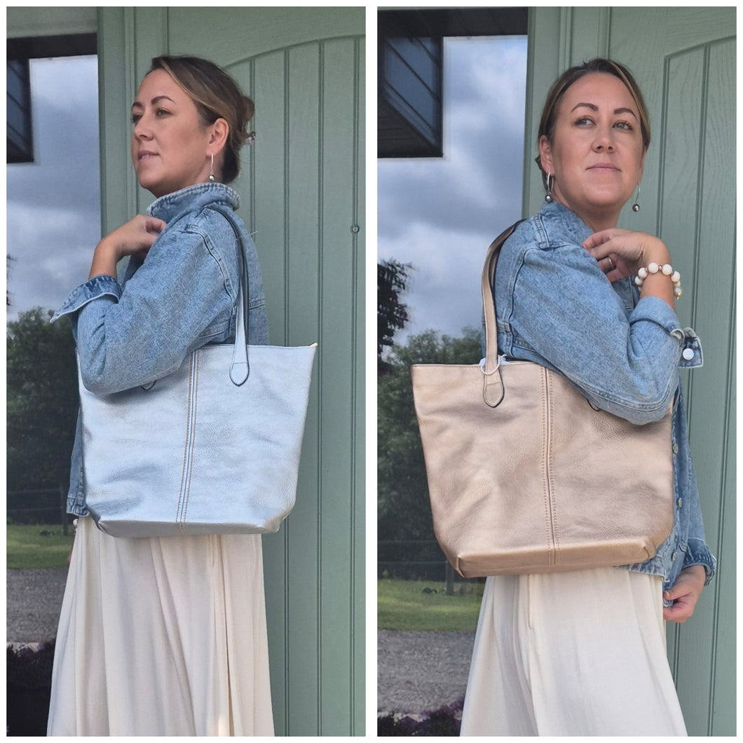 Large Metallic Soft Tote Bag