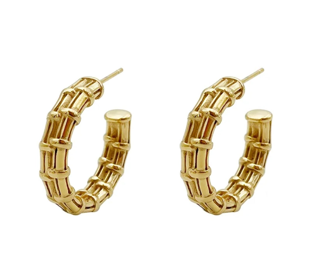 Bamboo Gold Hoops