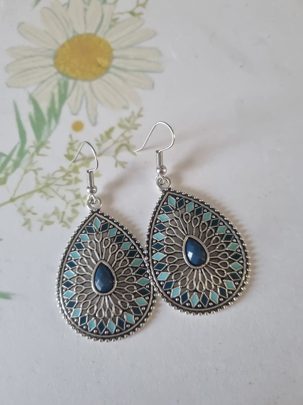 Large Blue Drop Earrings