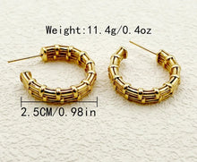 Load image into Gallery viewer, Bamboo Gold Hoops
