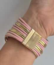 Load image into Gallery viewer, Pink &amp; Gold Magnetic Wrap Bracelet
