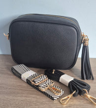 Load image into Gallery viewer, Black Leather Tassel Bag &amp; FREE extra strap
