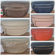 Load image into Gallery viewer, Italian Leather Double Zip Bum Bag
