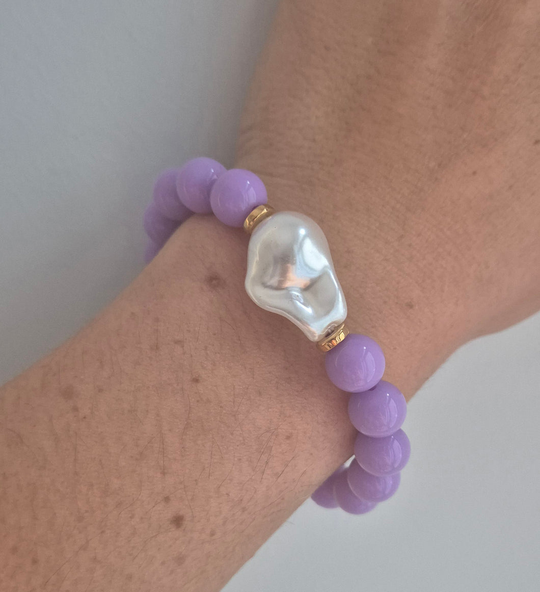 Purple bead & Pearl bracelet