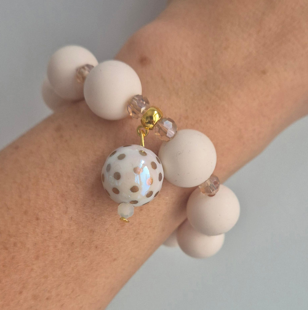 Cream Polkadot Bracelet