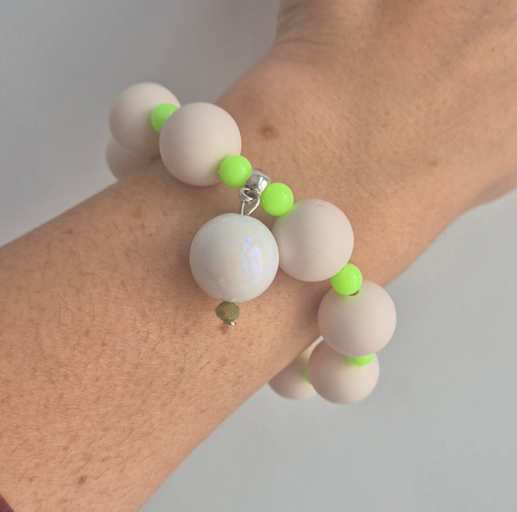 Cream & Neon Bracelet